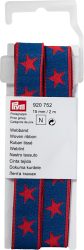 Prym Webband Stern, blau, rot 15 mm, Coupon 2 m mit Haken