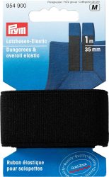 Prym Latzhosen-Elastic, schwarz 35 mm, Karte 1 m
