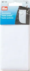 Prym Hosentaschen ganz, weiss 16 x 30 cm, Karte 2 Stk., zum Einn&auml;hen