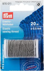 Prym Elastic-N&auml;hfaden, hellgrau 0.5 mm, Spule 20 m, Karte 1 Stk., 50 % PES, 50 % EL