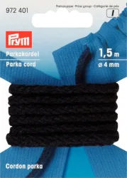 Prym Anorak-und Parkakordel, schwarz 4 mm, Karte 1.5 m, Polyacryl