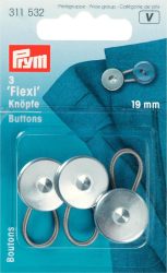 Prym Flexi-Knopf mit Schlaufe, silber 19 mm, Karte 3 Stk., silber