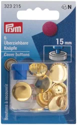 Prym Knopf &Uuml;berziehbar mit Werkzeug, gold 15 mm, Karte 6 Stk.