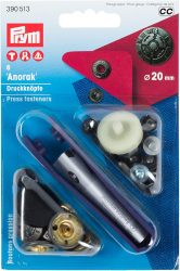 Prym Druckknopf Anorak, Fusion, altsilber 20 mm, Karte 6 Stk.
