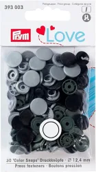 Prym Love Druckknopf Color Snaps, grau 12.4 mm, Karte 30 Stk.