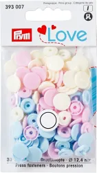 Prym Love Druckknopf Color Snaps, rosa, hellblau & creme 12.4 mm, Karte 30 Stk.