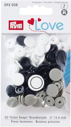 Prym Love Druckknopf Color Snaps, marine, grau & weiss 12.4 mm, Karte 30 Stk.