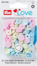 Prym Love Druckknopf Color Snaps Herz, pastell 12.4 mm, Karte 30 Stk.