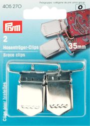 Prym Hosentr&auml;ger-Clips, silber 35 mm, Karte 2 Stk., Stahl