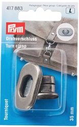 Prym Drehverschluss f&uuml;r Taschen, altsilber 35 x 20 mm, Karte 1 Stk.