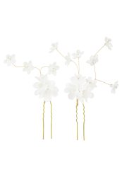 Trisa Celebride Set mit 2 verschiedenen Haarnadeln mit weissen Bl&uuml;mchen und Perlen