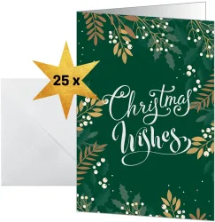 SIGEL Weihnachtskarten A6 DS092 Bl&auml;tter und Zweige 25 St&uuml;ck