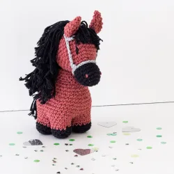 Hoooked DIY H&auml;kel-Set Milano Eco Barbante Pony Sienna 3 Kn&auml;uel 50 g, H&auml;kelnadel, Noir