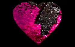 Magical Sequins Applikation Heartbeat 19 x 18 cm, pink/silber, col. 14