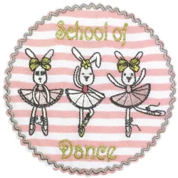 Prym Applikation SCHOOL rund weiss, pink aufb&uuml;gelbar/selbstklebend