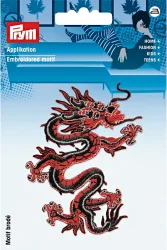Prym Applikation Asien Drache, rot & schwarz Karte 1 Stk.