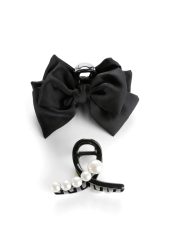 Trisa Fashion Haarklemme mit Perlen und Haarklemme mit Masche schwarz