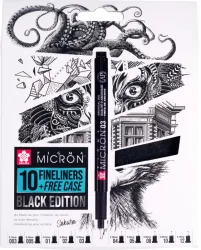 SAKURA Pigma Micron Set 0.03-1.2mm POXSDKB10 mit Stifteetui 10 St&uuml;ck