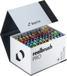 KARIN Real Brush Pen Pro 0.4mm 31C13 Mega Box, 3 Blender 72 St&uuml;ck