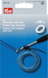 Prym H&auml;kelringe flach, weiss 36 mm, Beutel 50 Stk.