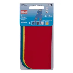 Prym Patches K&ouml;per, rot, gelb, gr&uuml;n, blau 13 x 13 cm, 4 Stk.