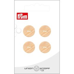Union Knopf Holzknopf 2-Loch, beige 15 mm, Karte 4 St&uuml;ck