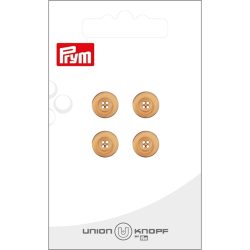 Union Knopf Holzknopf 4-Loch, beige 10 mm, Karte 4 St&uuml;ck