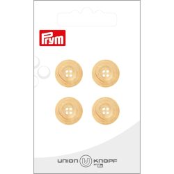 Union Knopf Holzknopf 4-Loch, creme 15 mm, Karte 4 St&uuml;ck