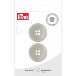 Union Knopf Papier Poly-Knopf 4-Loch rec., creme 23 mm, Karte 2 St&uuml;ck