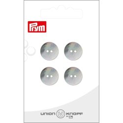 Union Knopf Perlmuttknopf 2-Loch, weiss 14 mm, Karte 4 St&uuml;ck