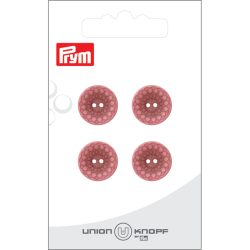 Union Knopf Poly-Knopf 2-Loch, rosa 15 mm, Karte 4 St&uuml;ck