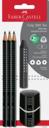 FABER-CASTELL Bleistift, Radierer, Spitzer B 580024 Grip Set 2001, schwarz