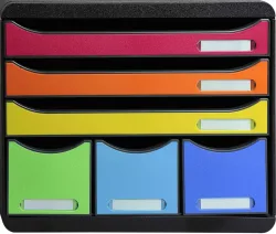 EXACOMPTA Schubladenbox Store-Box Maxi 306798D schwarz/Regenbogen, 6 Schubl.