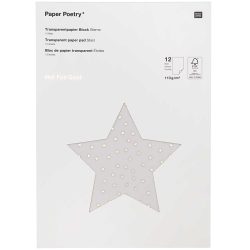 Rico Transparent Papier, Sterne, gold mix, 12 Blatt, A4, 113 g, FSC Recycled
