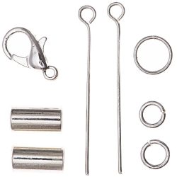 Rico Endkappen mit Karabiner und Nietstift, silber, 5 mm