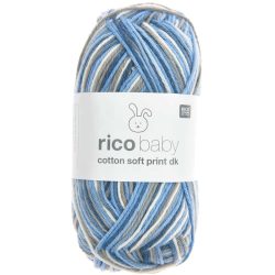 Rico Baby Cotton Soft Print DK, blau-petrol, 50 g, 125 m, 50 % CO, 50 % PAN