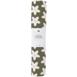 Rico Stoff Baumwoll-Popelin oliv, Kirschbl&uuml;ten, 50 x 140 cm 100% CO, 115 g / qm