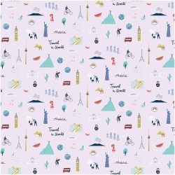Rico Stoff Travel The World, flieder, 25 x 70 cm, 100 % CO, TPU beschichtet