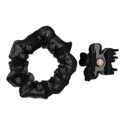 TRISA Fashion Perlen Haarklammer und Scrunchie Set schwarz 2 Stk.