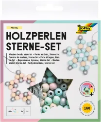 FOLIA Holzperlen Sterne 22522 Set Pastell