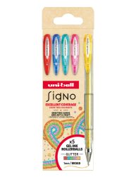UNI-BALL Gelroller Signo Sparkling 1mm UM-120SP 5P 5 Farben