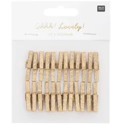 RICO DESIGN Deko-Clips Glitter 3cm 7040.30.88 gold 24 St&uuml;ck