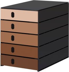 STYRO Systembox styroval &ouml;ko 14-8000.9mo mocca/schwarz 5 Schubladen