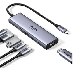 UGREEN 6-in-1 USB-C Hub 35999 10Gbps 4k60Hz, 100W, Gray
