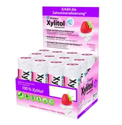 Miradent.Xylitol  Kids Erdbeere Display, 12 Dosen &agrave; 30 Stk.