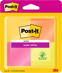 POST-IT Block Super Sticky Cape Town 6910SSYP 4-farbig, 4x45Bl. 47.6x47.6mm