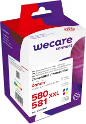 WECARE Multipack XXL rebuilt BKCMY CLI-581XXLPACKWE zu Canon Pixma TS6150 7ml