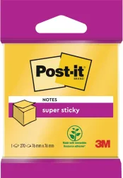 POST-IT Haftnotizen W&uuml;rfel 76x76mm 2014-S Super Sticky neongelb 270 Bl.