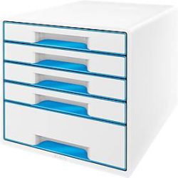 LEITZ Schubladenbox WOW Cube A4 52142036 weiss/blau, 5 Schubladen