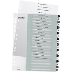LEITZ Register WOW PP A4 1217-00-00 schwarz/weiss 20-teilig